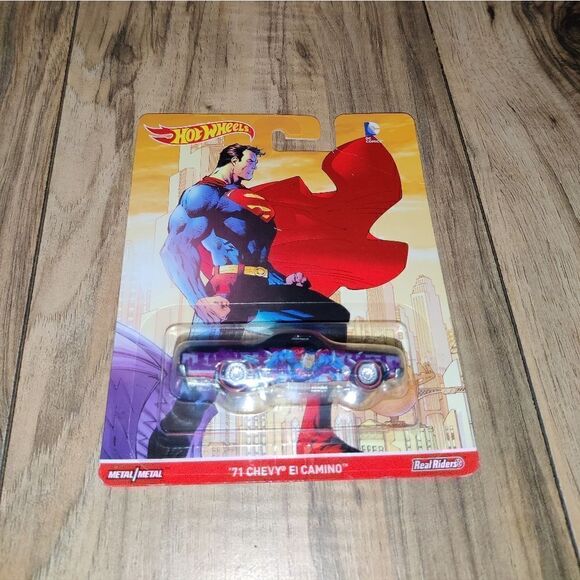 SUPERMAN 71' Chevy El Camino DC Comics Hot Wheels Pop Culture Real Riders - Picture 1 of 5